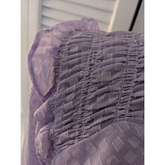 Simply Vera Vera Wang Top Women's XL Purple Smocked Ruffle Blouse Boho Sheer - Picture 7 of 14